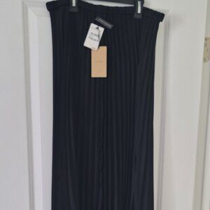 NWT Nordstrom Halogen Black Pleated High Waist Midi Skirt